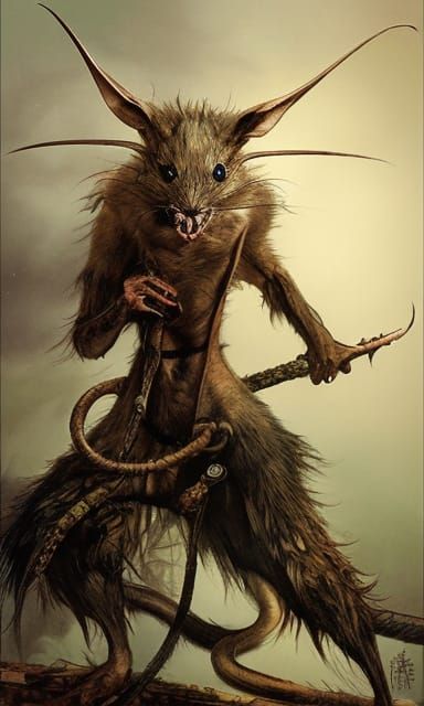 Fierce Wererat Hybrid Portrait in Fantasy Art Style