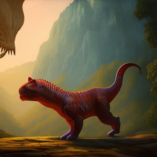 Cat in Dino Costume: Fantasy Concept Art