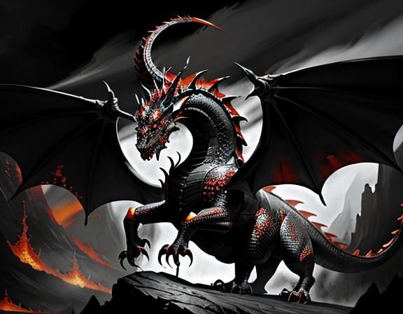Fiery Dragon in Dynamic Fantasy Art Style