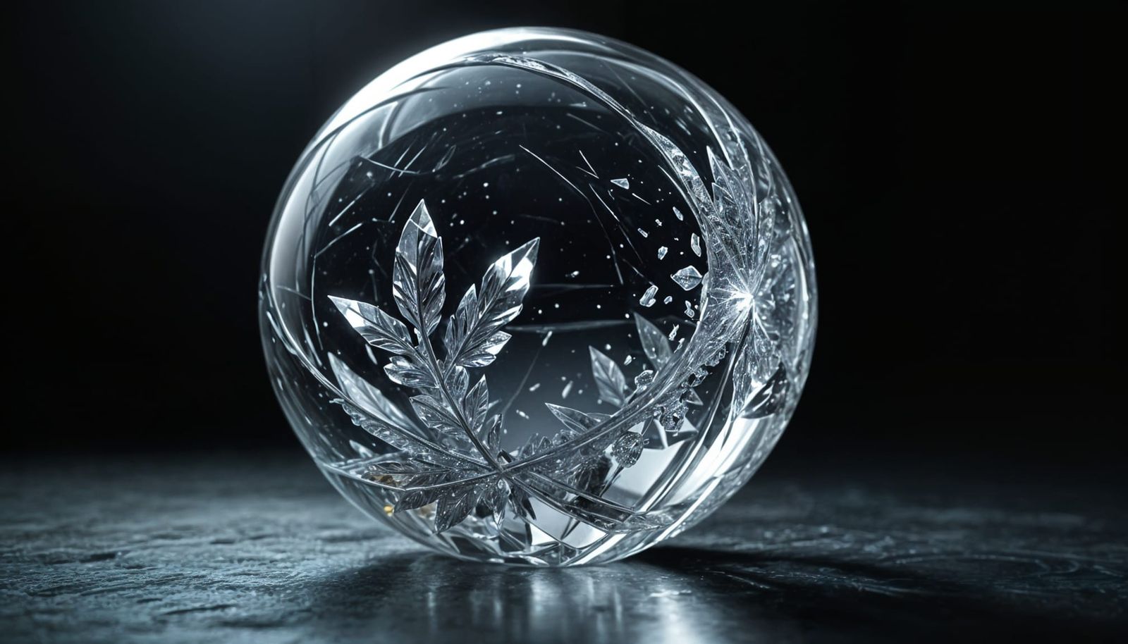 Cracking Crystal Sphere: Hyperrealistic Detail