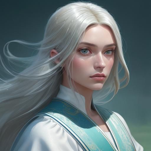 Heroic Ukraine Girl in Utopian Landscape, Digital Painting