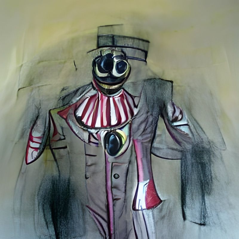 Armless Ringmaster in Mask: Charcoal Drawing