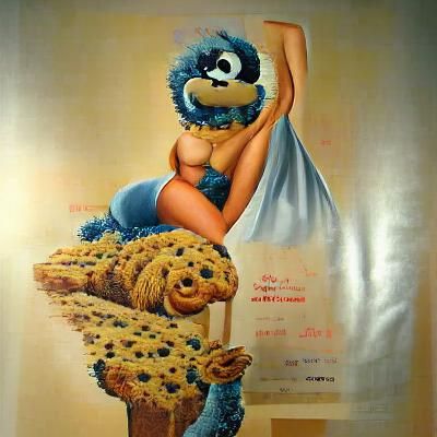 Cookie Monster as Pinup Model