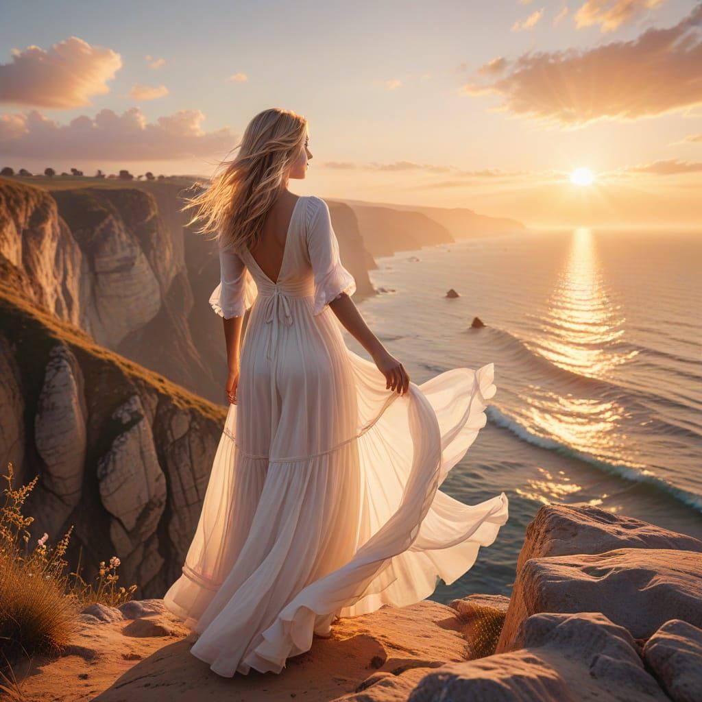 Woman in Golden Hour Contemplation