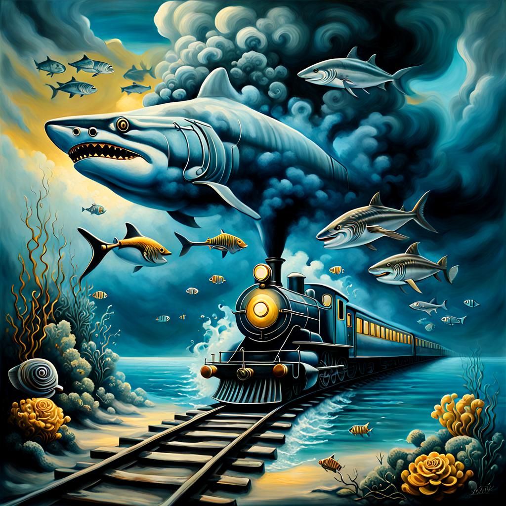 Surreal Train Disappears into Ocean Depths