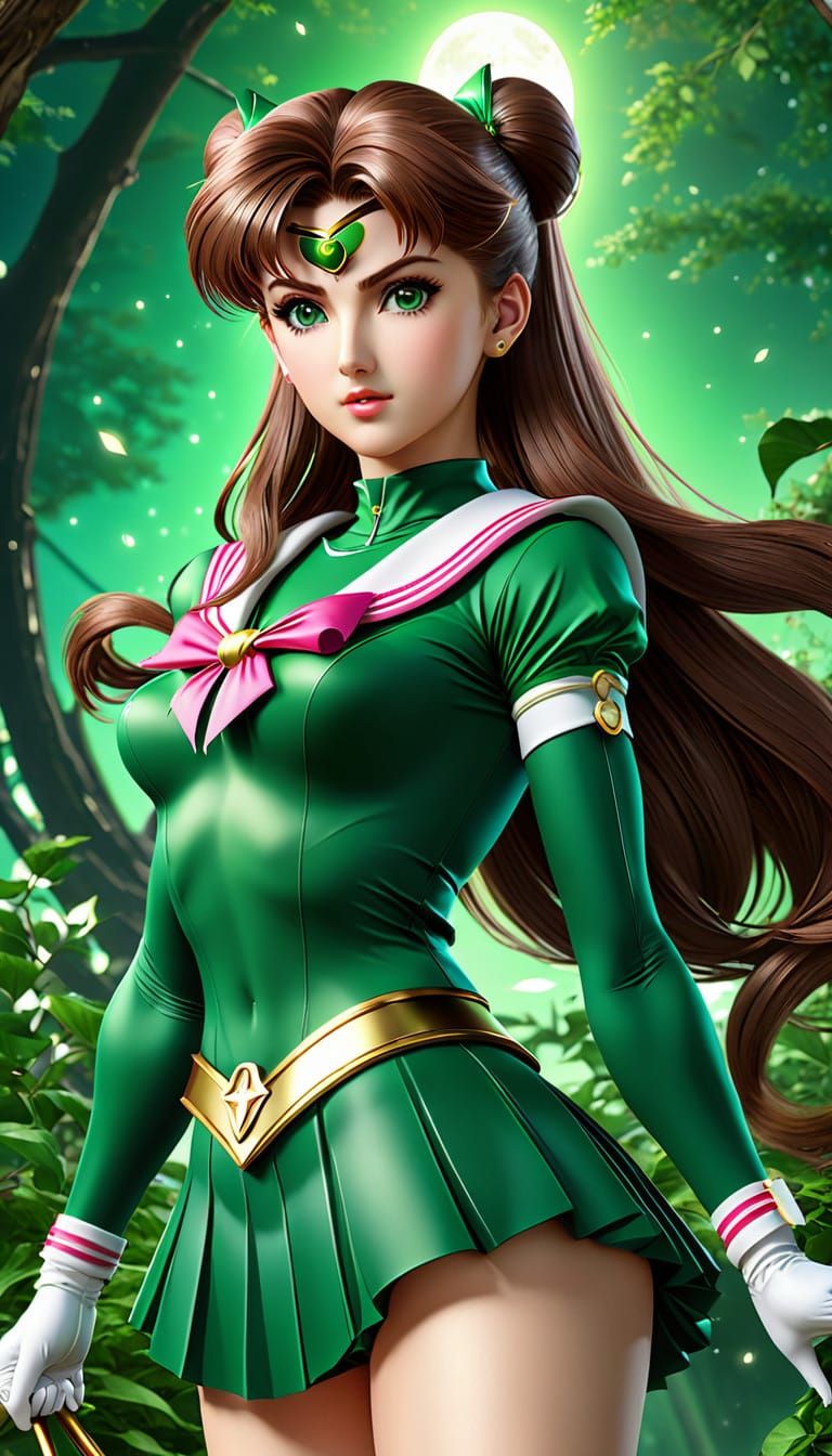 Realistic Anime Sailor Jupiter in Hyperdetailed 8k Resolutio...
