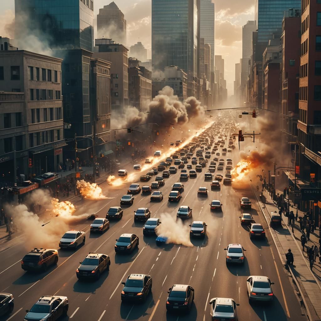 High-Speed City Chase in Golden Hour Light