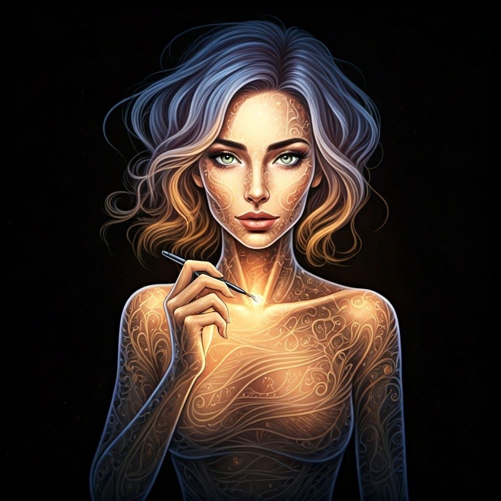 Ethereal Pearl Goddess in a Haze of Light