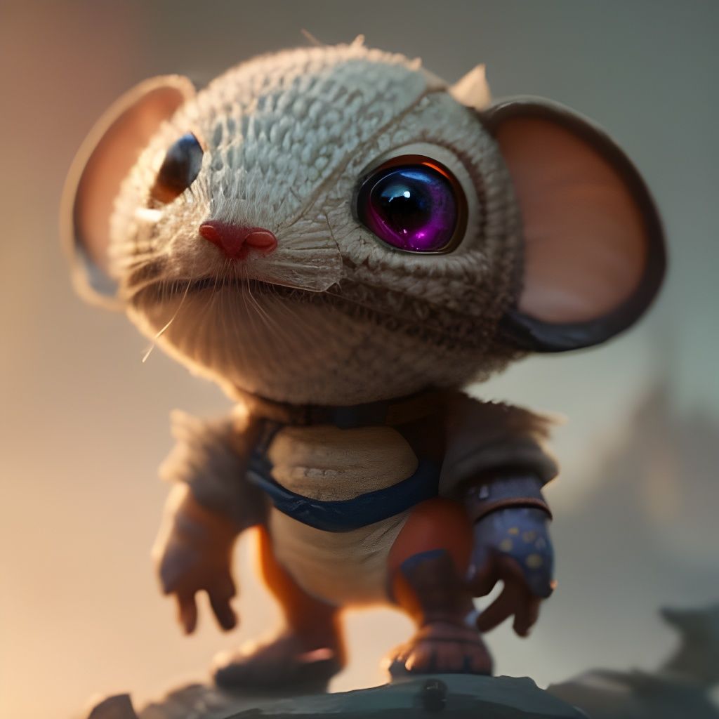 Adorable Knitted Mouse Portrait in Detailed CG Style