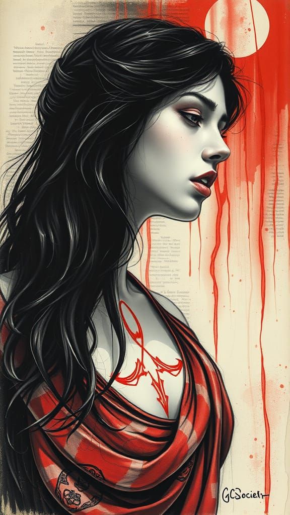 Crimson Anger Matte Painting by Jim Lee and Gustav Klimt Sty...