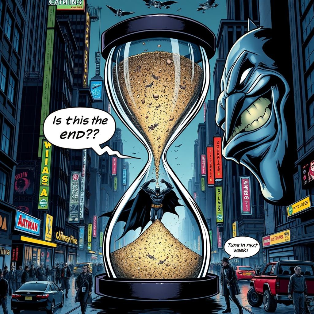 Batman Trapped in Hourglass by the Joker, Comic Art