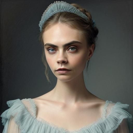 Ethereal Woman in Blue Gown as Pastel Painting