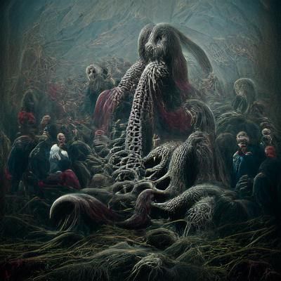 Endless Tentacle Horror in Engraving Style