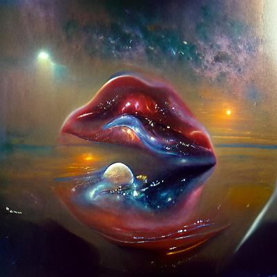 Cosmic Kiss: Oil Painting in Gurney Style