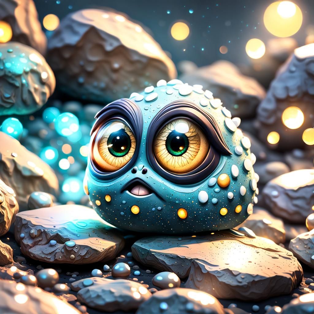 Adorable Rock Creatures with Fairy Lights