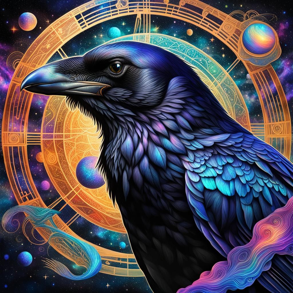 Astral Crow's Song: A Holographic Illustration
