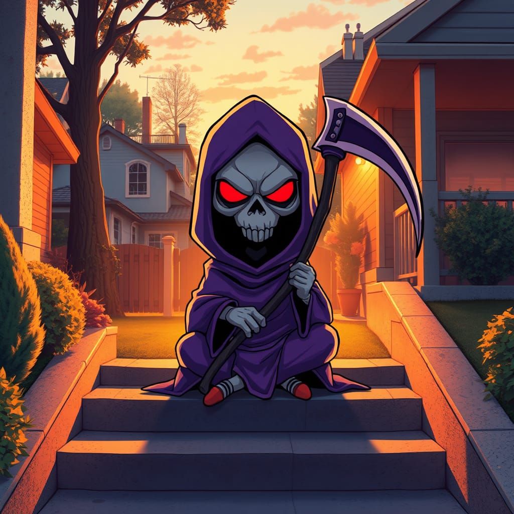 Chibi and angry grim reaper