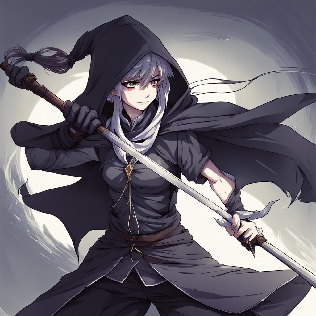 Shadow Elf in Anime Style Battle