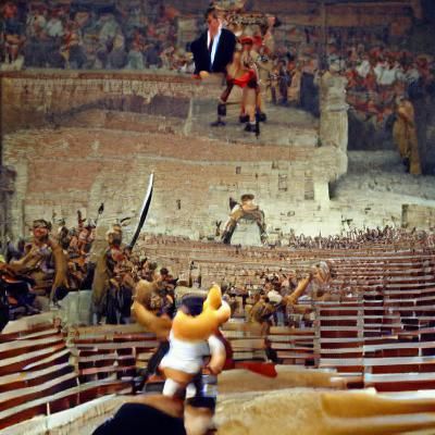 Historical Figures Clash in Roman Coliseum