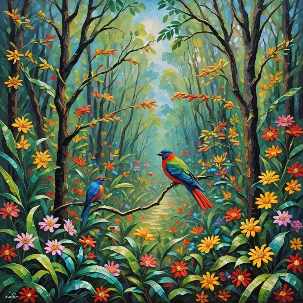 Xochiquetzal in Neo-Impressionist Style