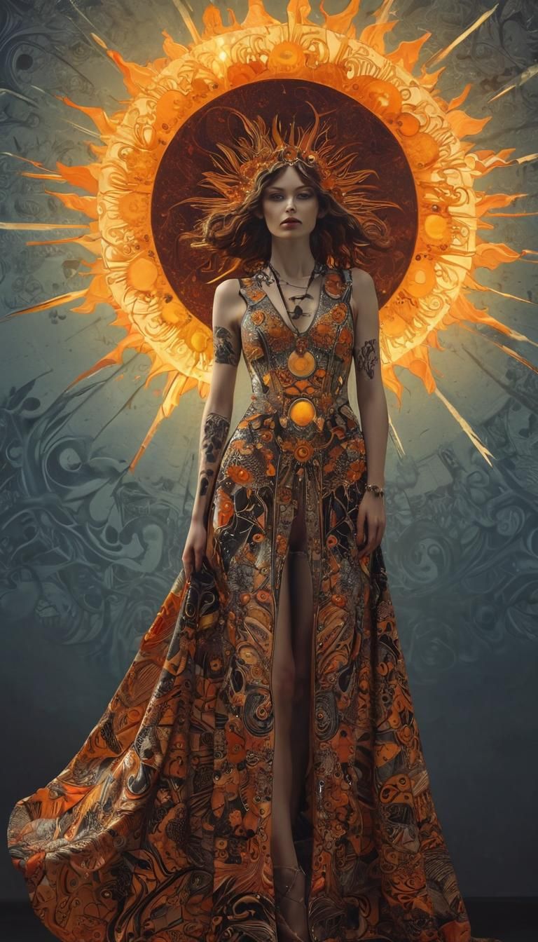 Sun fashion Catwalk. Style of Pop_Art_Nouveau Surrealism Mag...