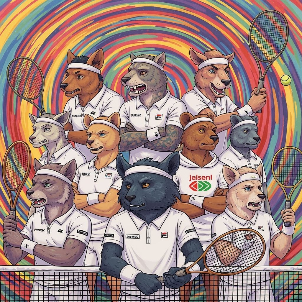 Animals Play Tennis in Abstract Digital Art