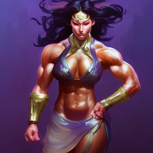 Warrior Goddess Portrait in Art Nouveau Style