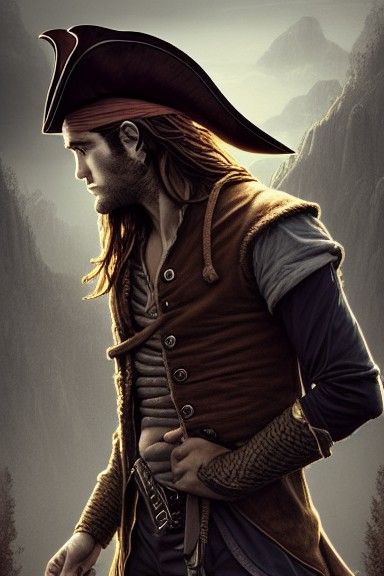 Robert Pattinson as Pirate: Hyper-Realistic Digital Art