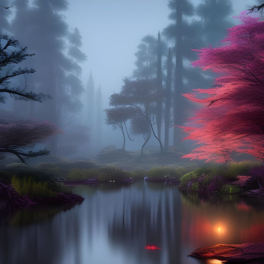 Eerie Dark Fantasy Magical Grove Concept Art