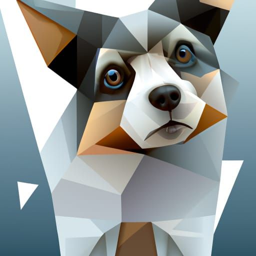 Cute Dog Cubist Painting in Geometric Fauvism Style