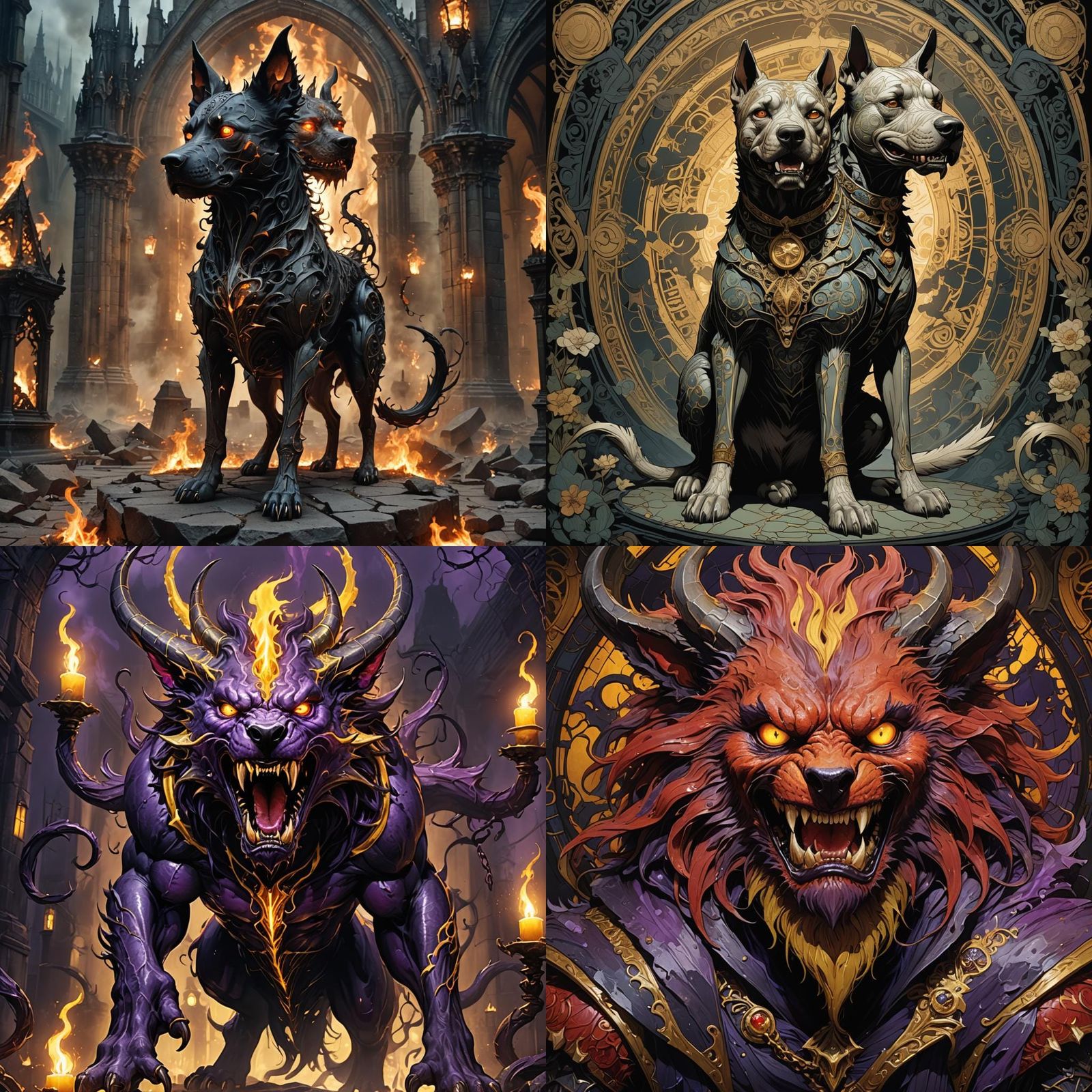 Idefix as Demon Dog in Dark Fantasy Style