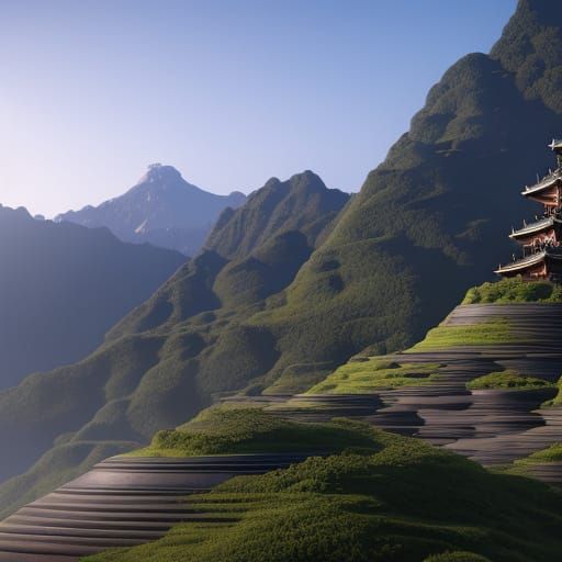 Detailed Matte Painting of Japan in Fantasy Style