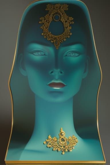 Retro Woman Portrait with Lace and Gold