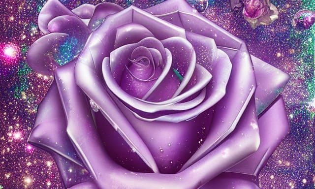 Crystalline Rose with Iridescent Bubbles