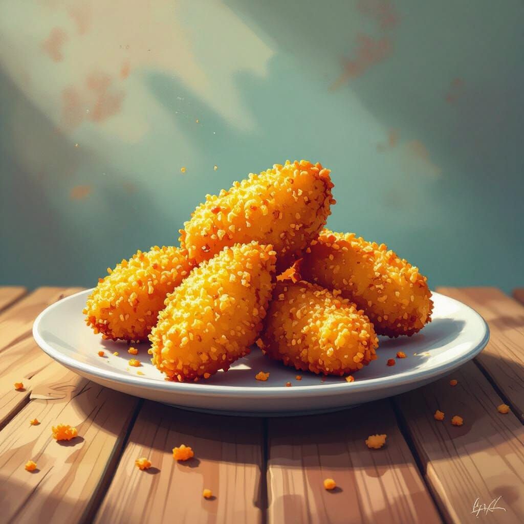 Crispy Golden Nugget in Bold Digital Art Style