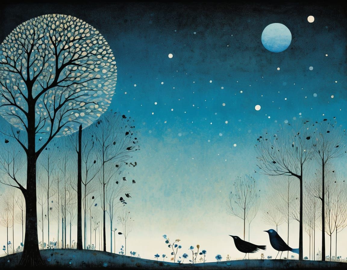 A Blue Bird in a Whimsical, Illustrated Style