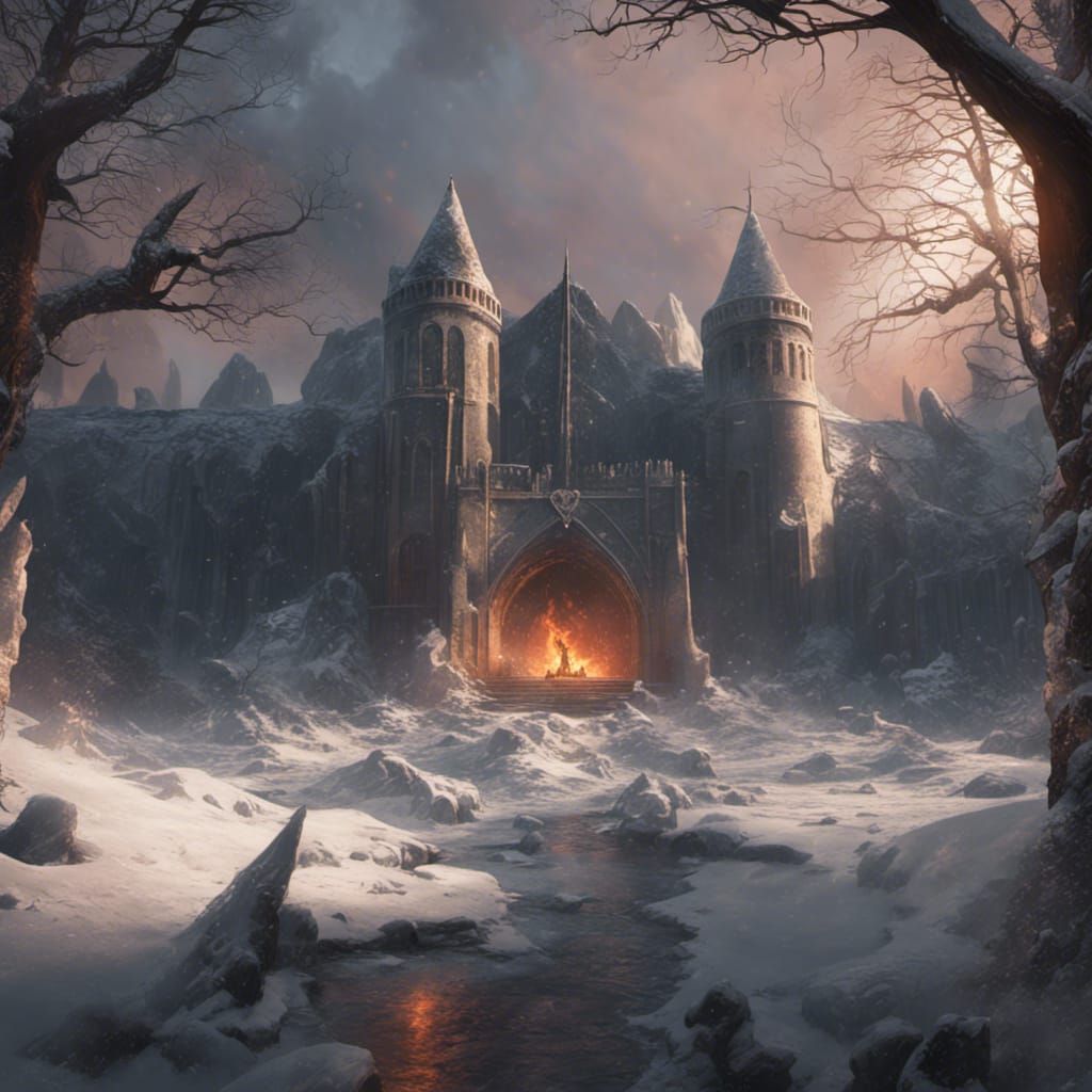 Dark Fantasy Art in Purple and Yellow, 8k