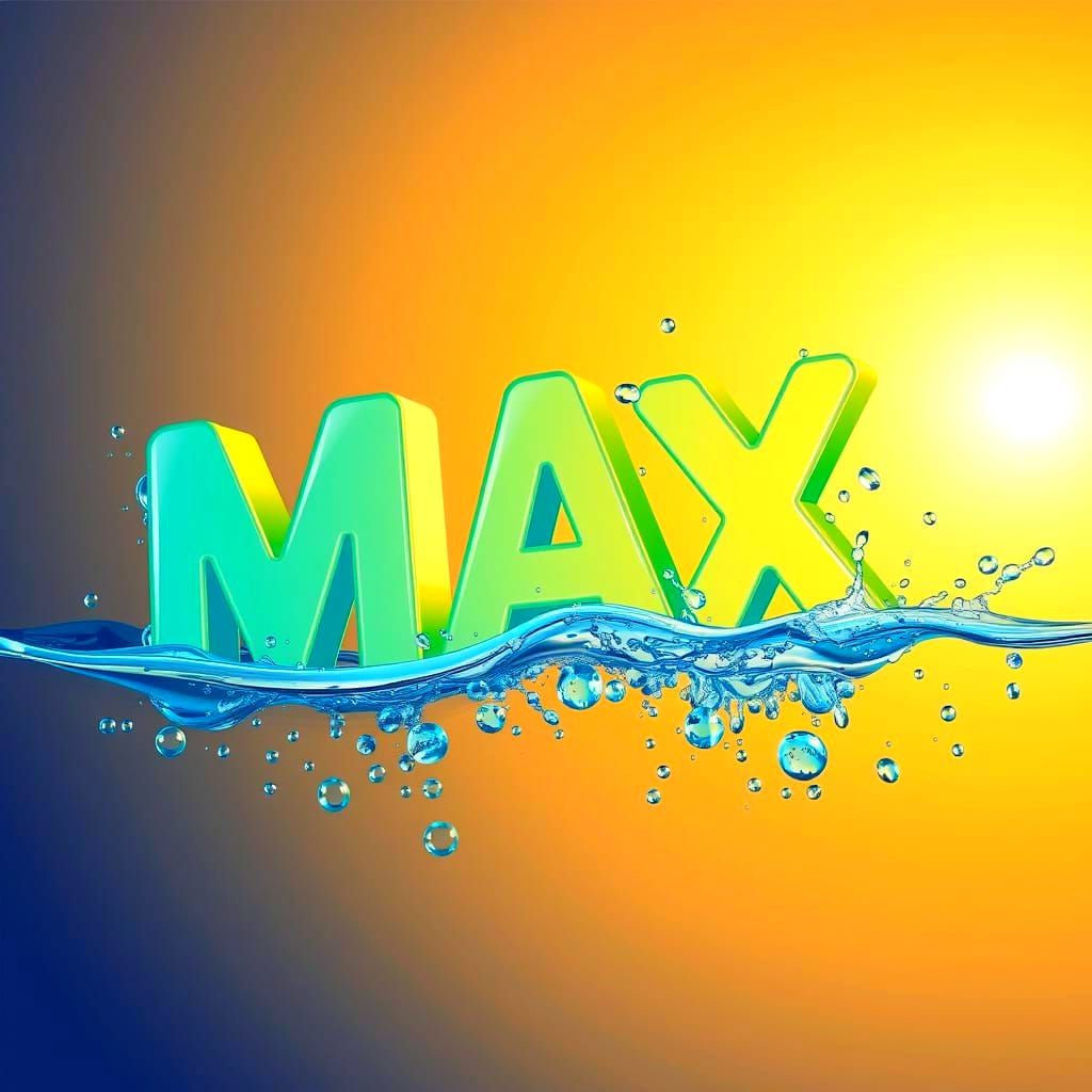MAX Name Art with Sparkling Blue Bubbles