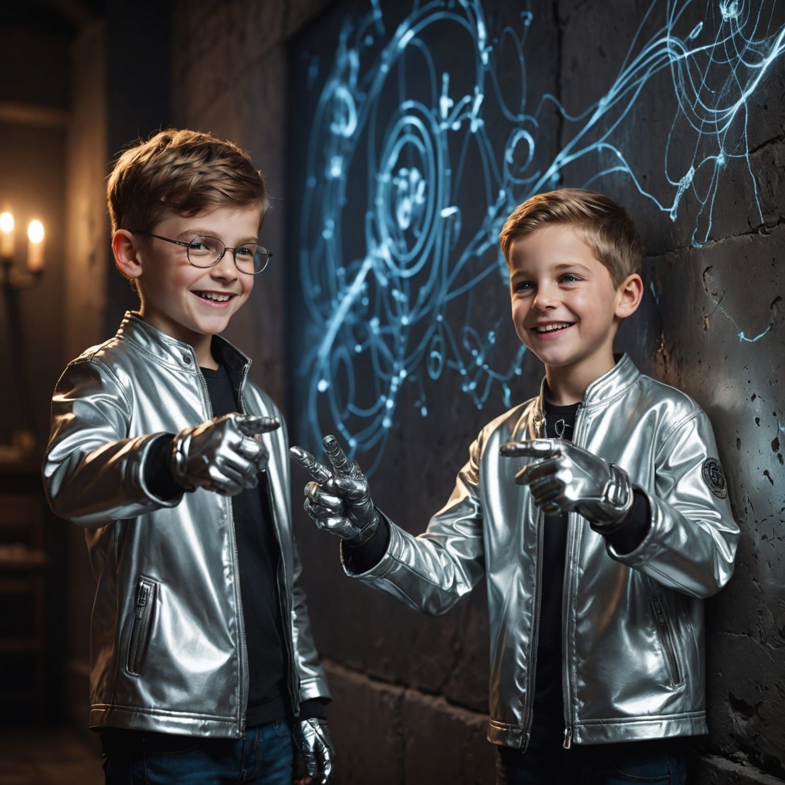 Boys Draw with Laser Gloves: Digital Matte Painting