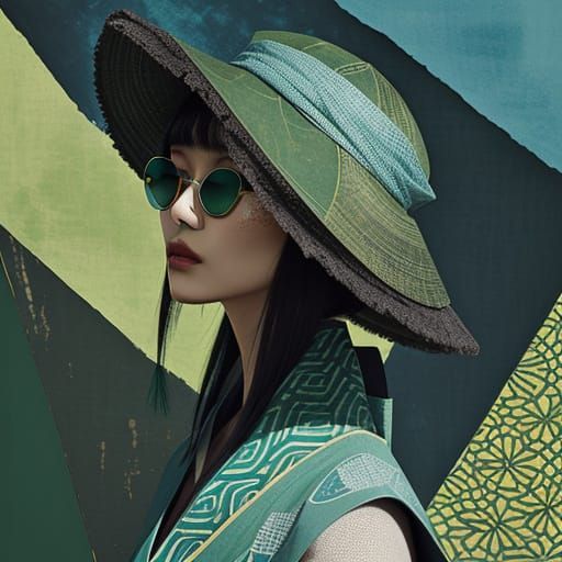 Elegant Wabi Sabi Fashion in Sumi-e Style