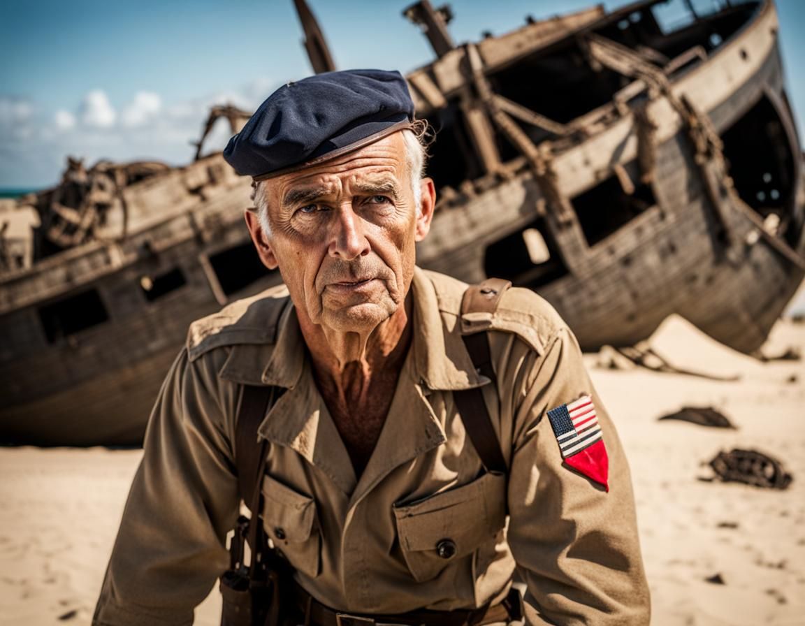 Stranded WWII Sailor on Desert Island