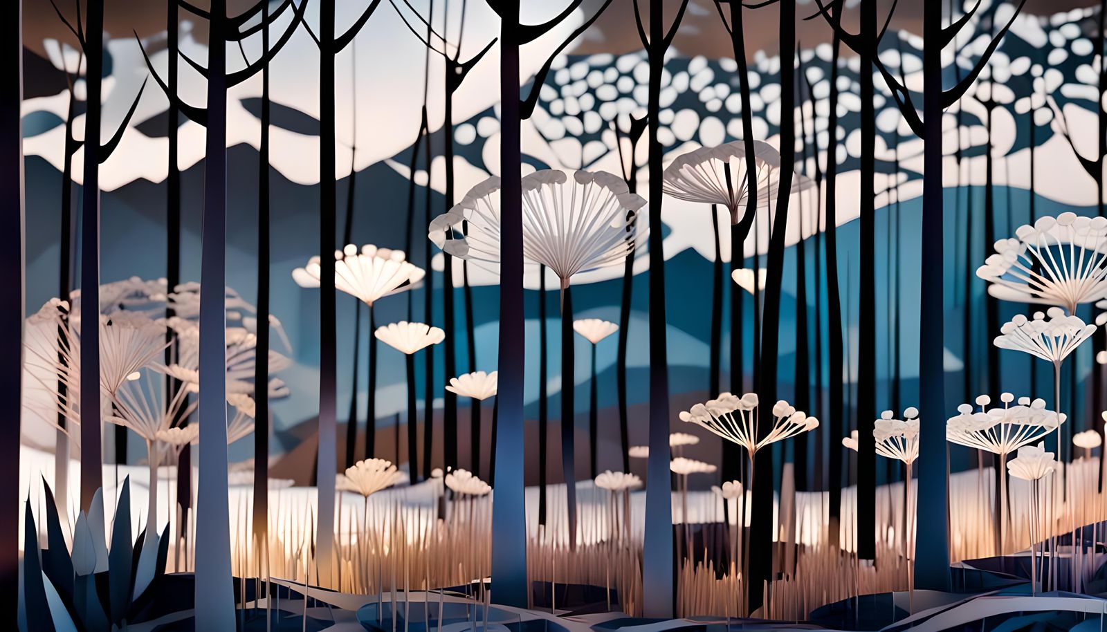 Wonderland Forest in Psychedelic Yarn Painting Style