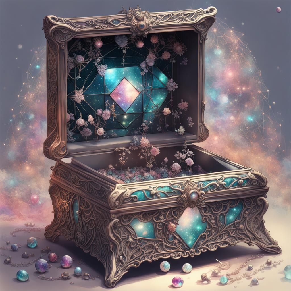 Ornate Jewellery Box with Nacreous Filigree