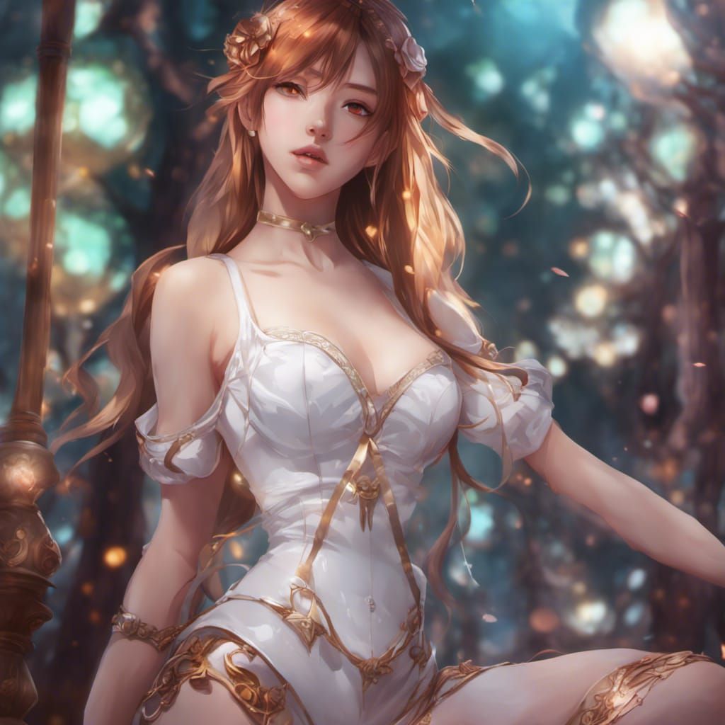 Anime Style Hourglass Figure with Dramatic Lighting