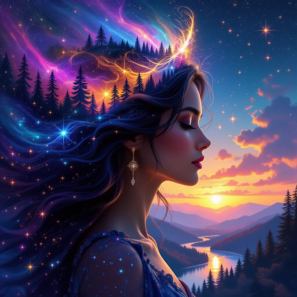 Cosmic Silhouette: Ethereal Digital Matte Painting