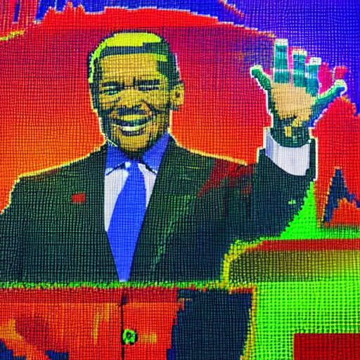 Former US President with Bitcoin and Fixcoin Symbols