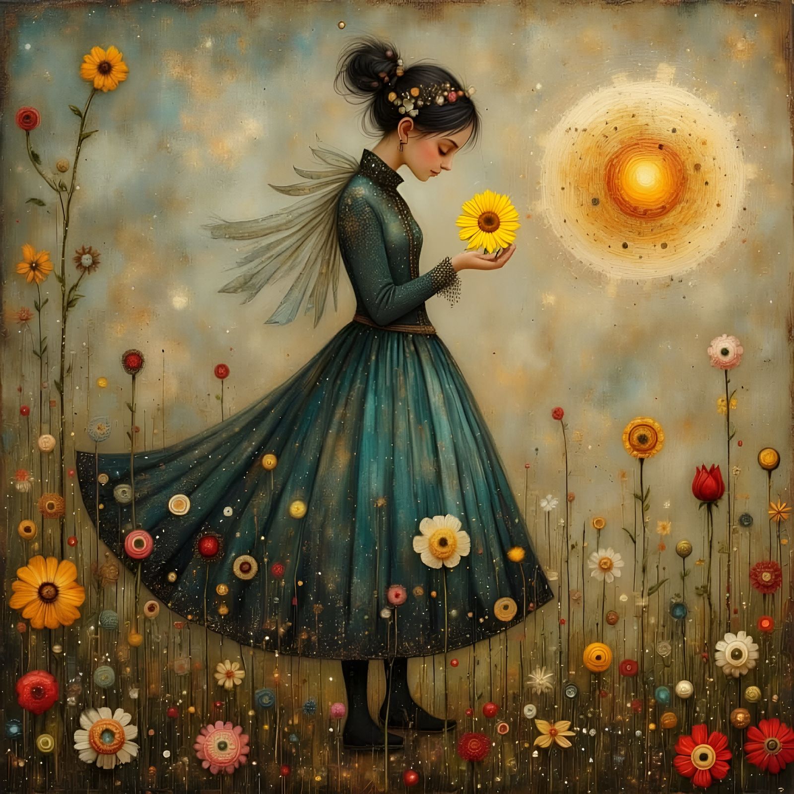 Delicate Yellow Flower Held Gently in Hands