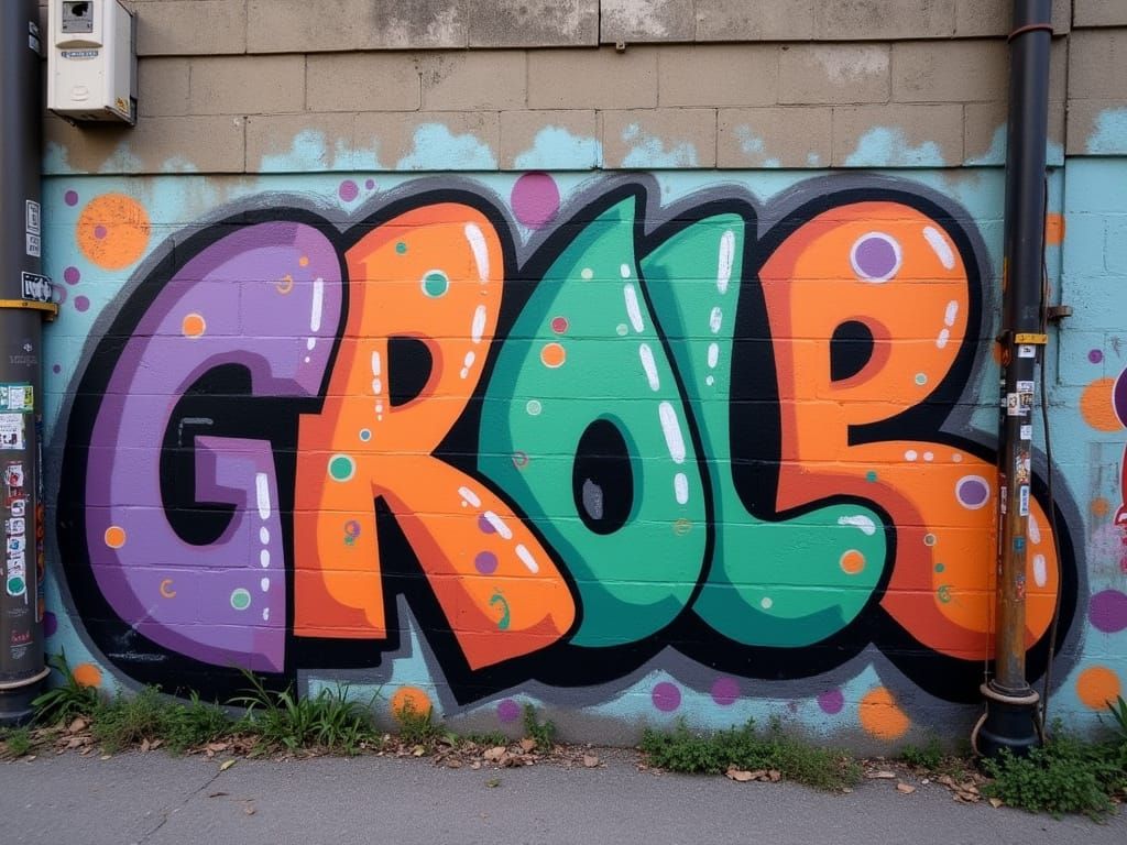 Graffiti Mural of Cartoon Goons in Pastel Colors