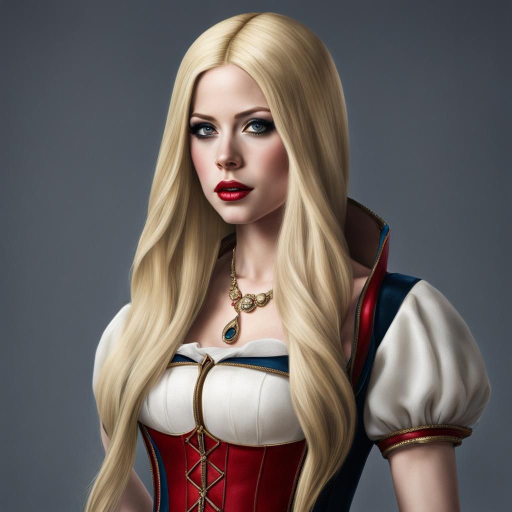 Hyperrealistic Avril Lavigne as Snow White