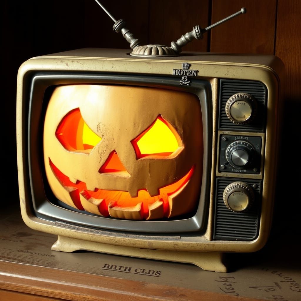 Jack-O'-Lantern Carved From an Old TV
